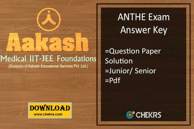 ANTHE Answer Key 2023 Aakash Junior Senior October Exam Pdf