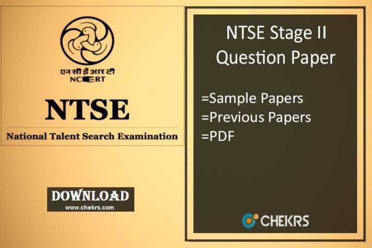 NTSE Stage 2 Question Paper 2025 - Sample/ Model Paper 8 9 10th Class