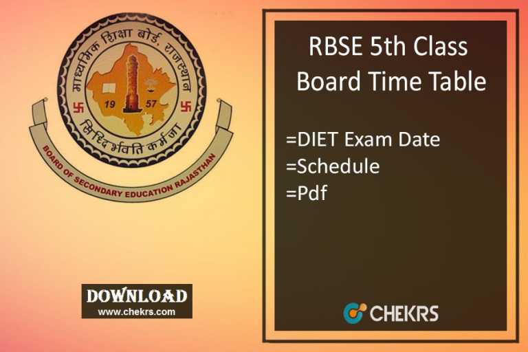 RBSE 5th Board Exam Time Table 2025 DIET Bikaner Rajasthan Vth Exam Date