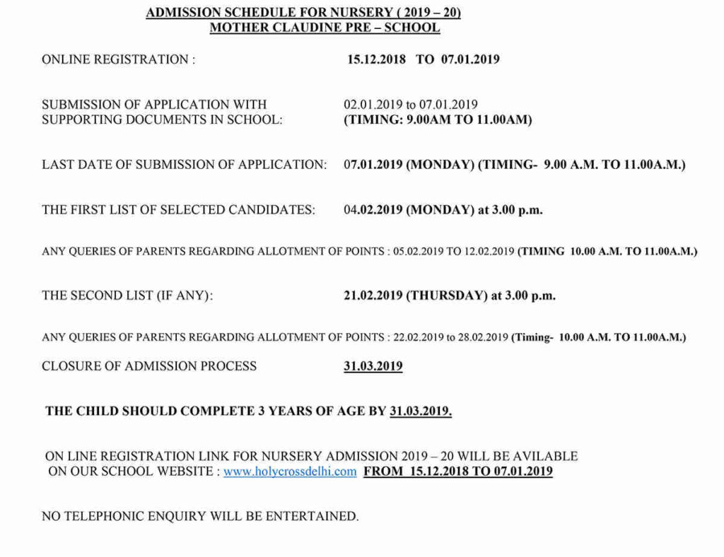 Holy Cross School Admission 2024 25 Procedure Lower Parel Form Result