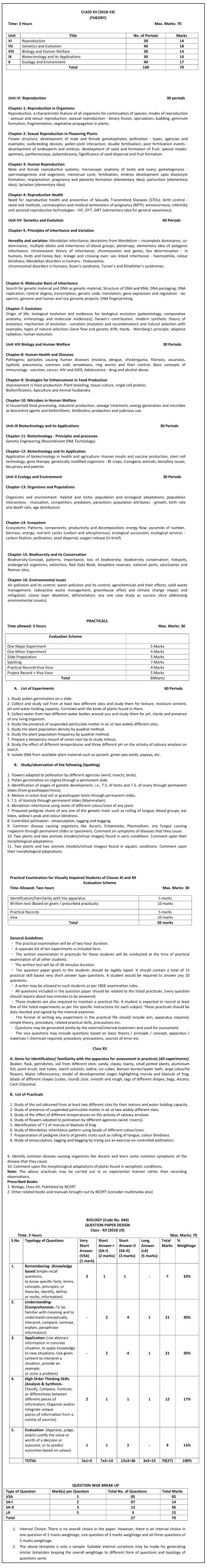 (New) CBSE Syllabus Class 12 Biology 2022 | Board Exam 2022 Syllabus