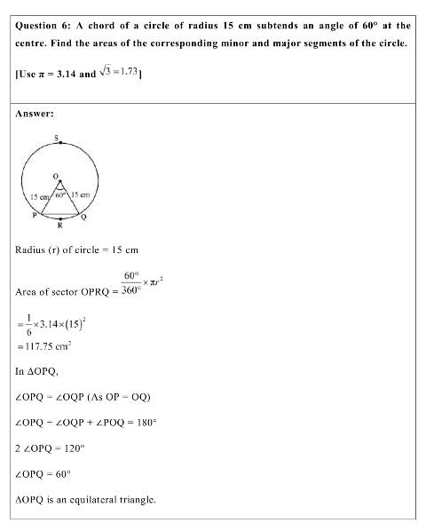 Ncert Solutions Class 10 Maths Chapter 12 Areas Related To Circles Pdf Available