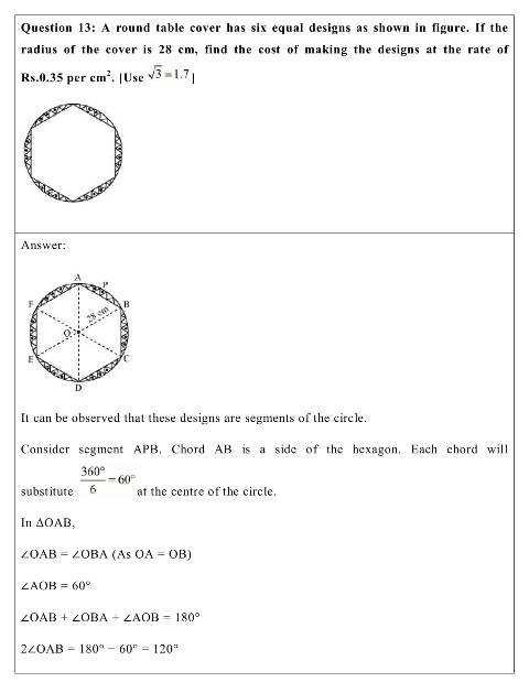 Ncert Solutions Class 10 Maths Chapter 12 Areas Related To Circles Pdf Available