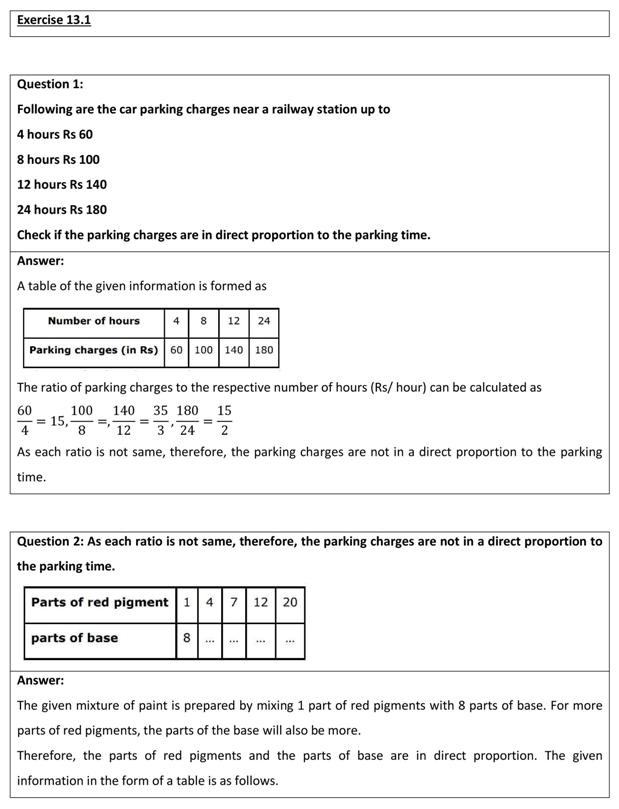 NCERT Solutions for Class 8 Maths Chapter 13 Exercise 13.1 Direct and