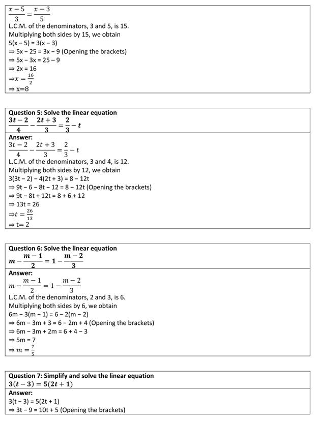 NCERT Solutions for Class 8 Maths Chapter 2 - Exercise 2.5 (Linear ...