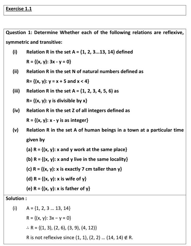 class 12 maths relations and functions exercise 1.1 solutions