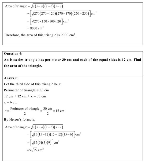 NCERT Solutions for Class 9 Maths Chapter 12 - Exercise 12.1 (Heron’s ...