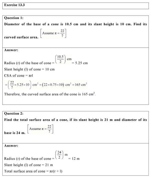 Ncert Solutions For Class 9 Maths Chapter 13 Exercise 13 3 Surface Areas And Volume