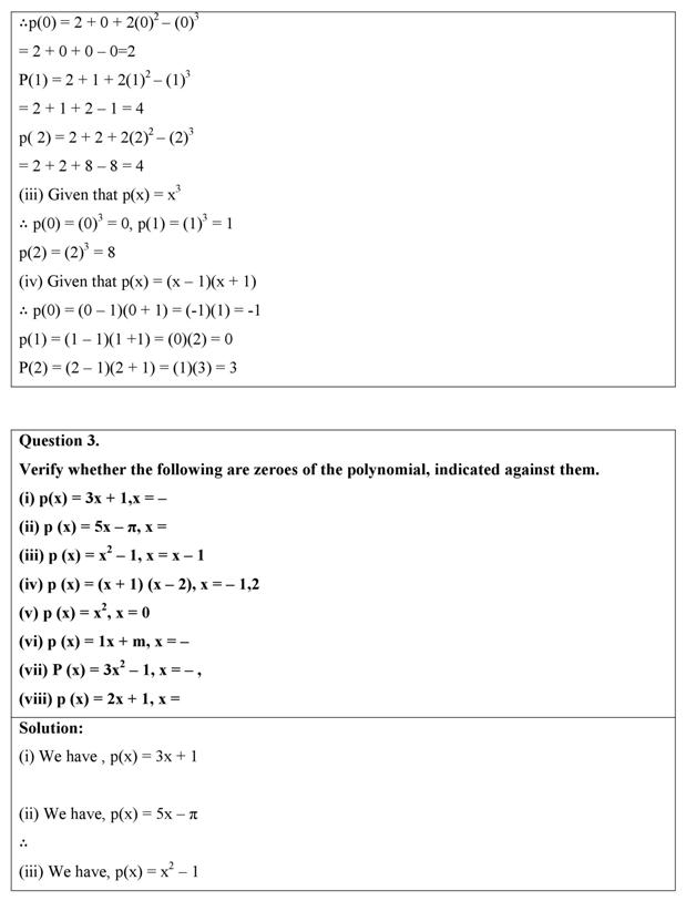 NCERT Solutions Class 9 Maths Chapter 2 - Ex 2.2 (Polynomials) Pdf Download