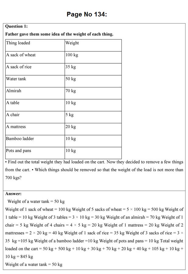 Free Download NCERT Solutions for Class 4 Maths Chapter 12 - How Heavy ...