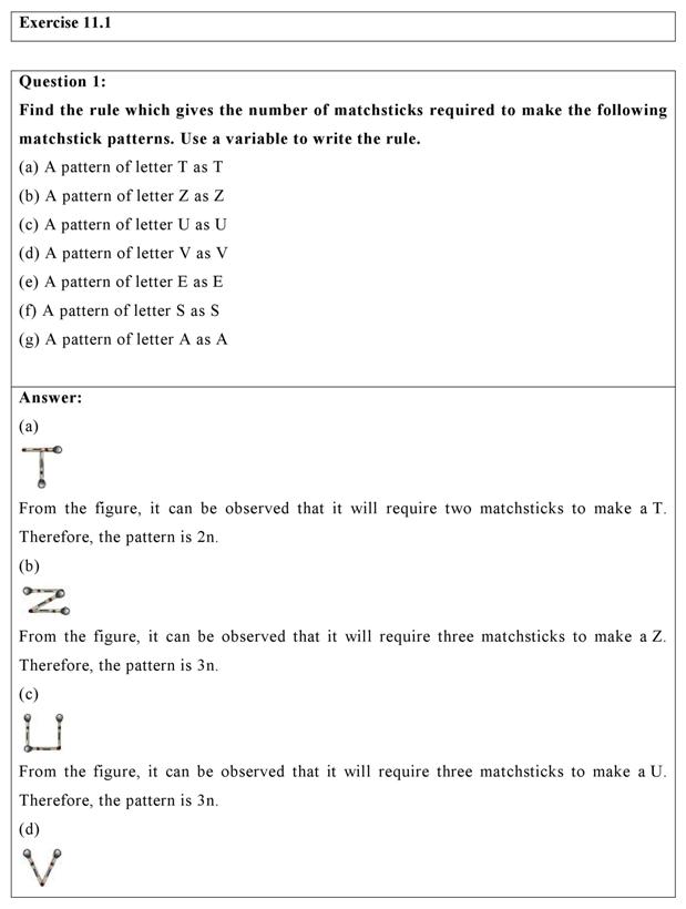 ncert solutions class 6 maths chapter 11 algebra ex 111