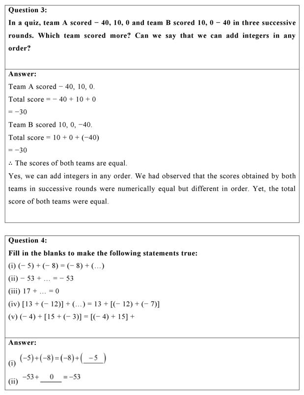 NCERT Solutions for Class 7 Maths Chapter 1 - Exercise 1.2 (Integers)