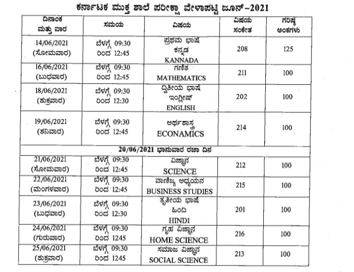 Karnataka Open School Exam Date 2024 KOS SSLC/ Plus Two Time Table