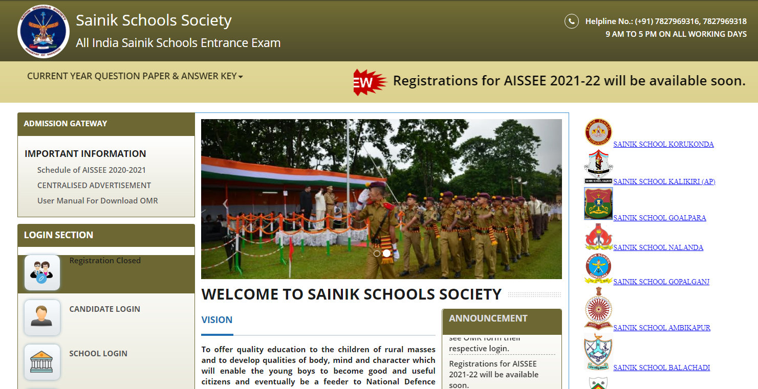 Sainik School Admission 202526 AISSEE Application Form For Class 6 & 9