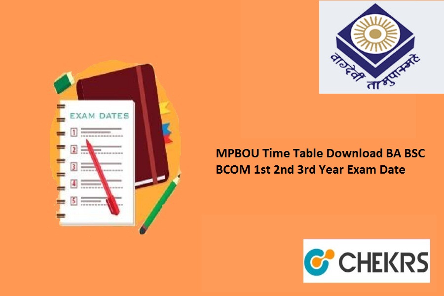 MPBOU Time Table 2024 BA BSC 1st 2nd 3rd Year Exam Date